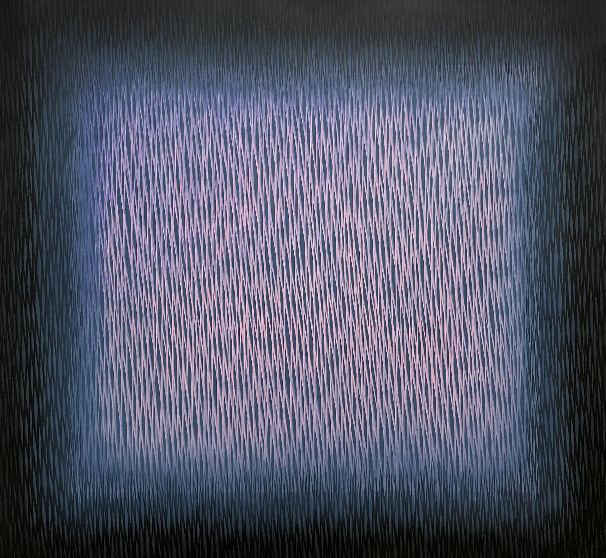 Abstract painting of vertical lines on a dark background