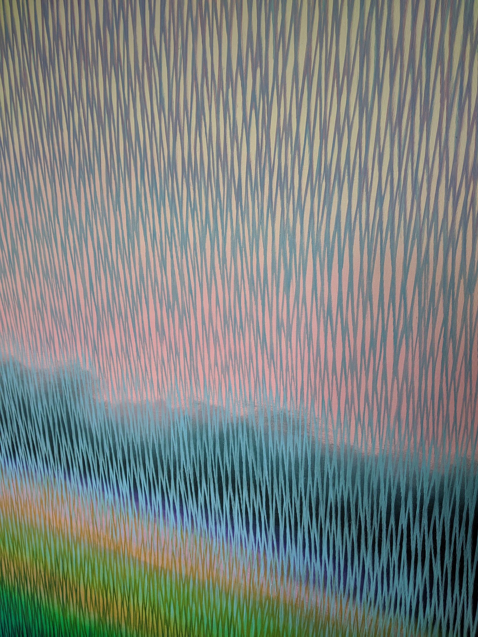 Abstract painting details vertical lines on a textured background