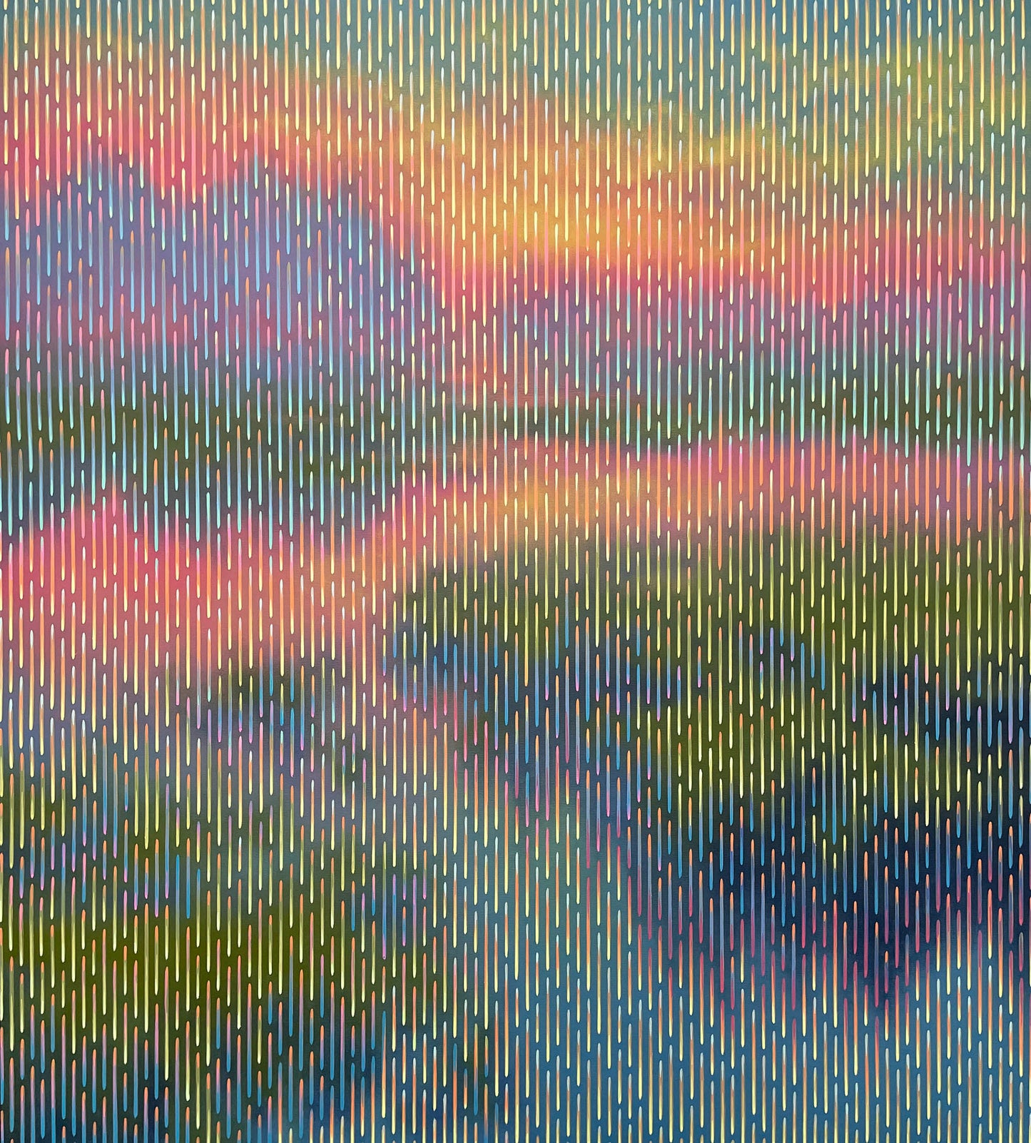 Abstract painting with vertical lines in multicolors