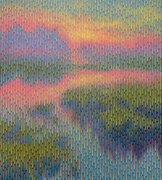 Abstract painting with vertical lines in multicolors
