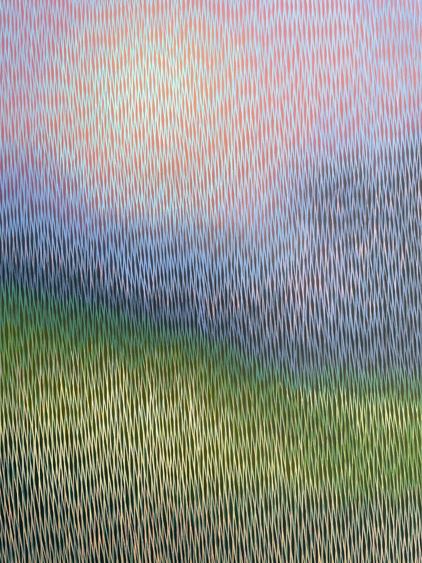 Abstract pattern with vertical lines in a gradient of colors.