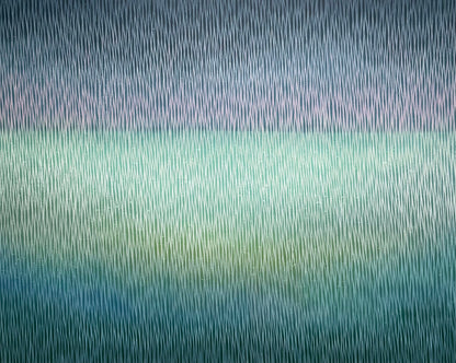 Gradient background transitioning from purple to green with a textured pattern