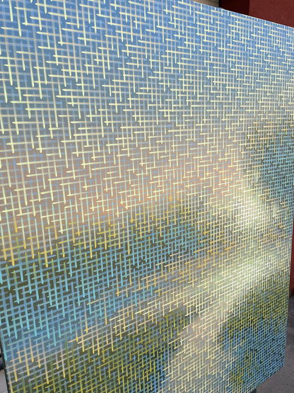 abstract artwork in bright interior
