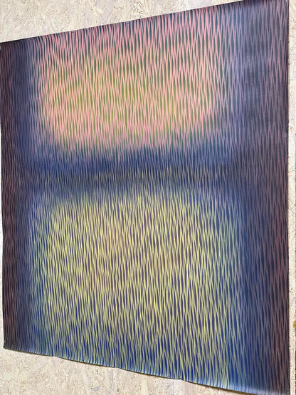 Abstract art piece with wavy lines on a textured surface