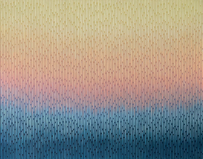Contemporary op-art landscape Mirage No. 58 by Vasyl Kolodiy, authentic original acrylic painting available on Shopify.