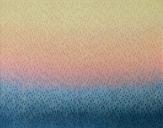 Contemporary op-art landscape Mirage No. 58 by Vasyl Kolodiy, authentic original acrylic painting available on Shopify.