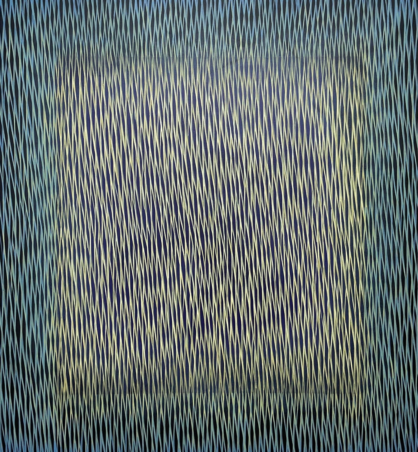 Abstract painting with wavy lines on a dark background