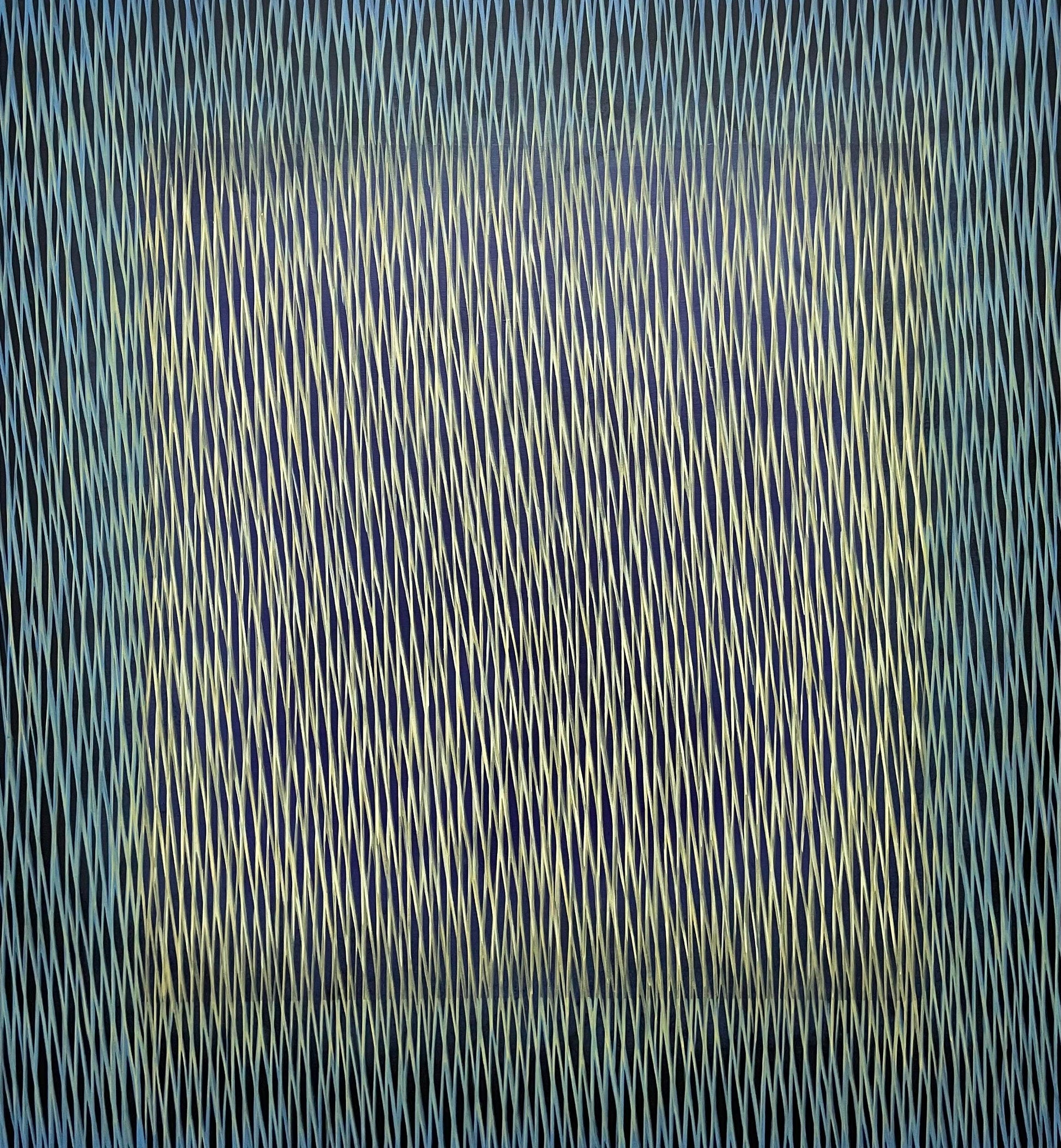 Abstract painting with wavy lines on a dark background