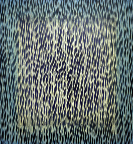 Abstract painting with wavy lines on a dark background