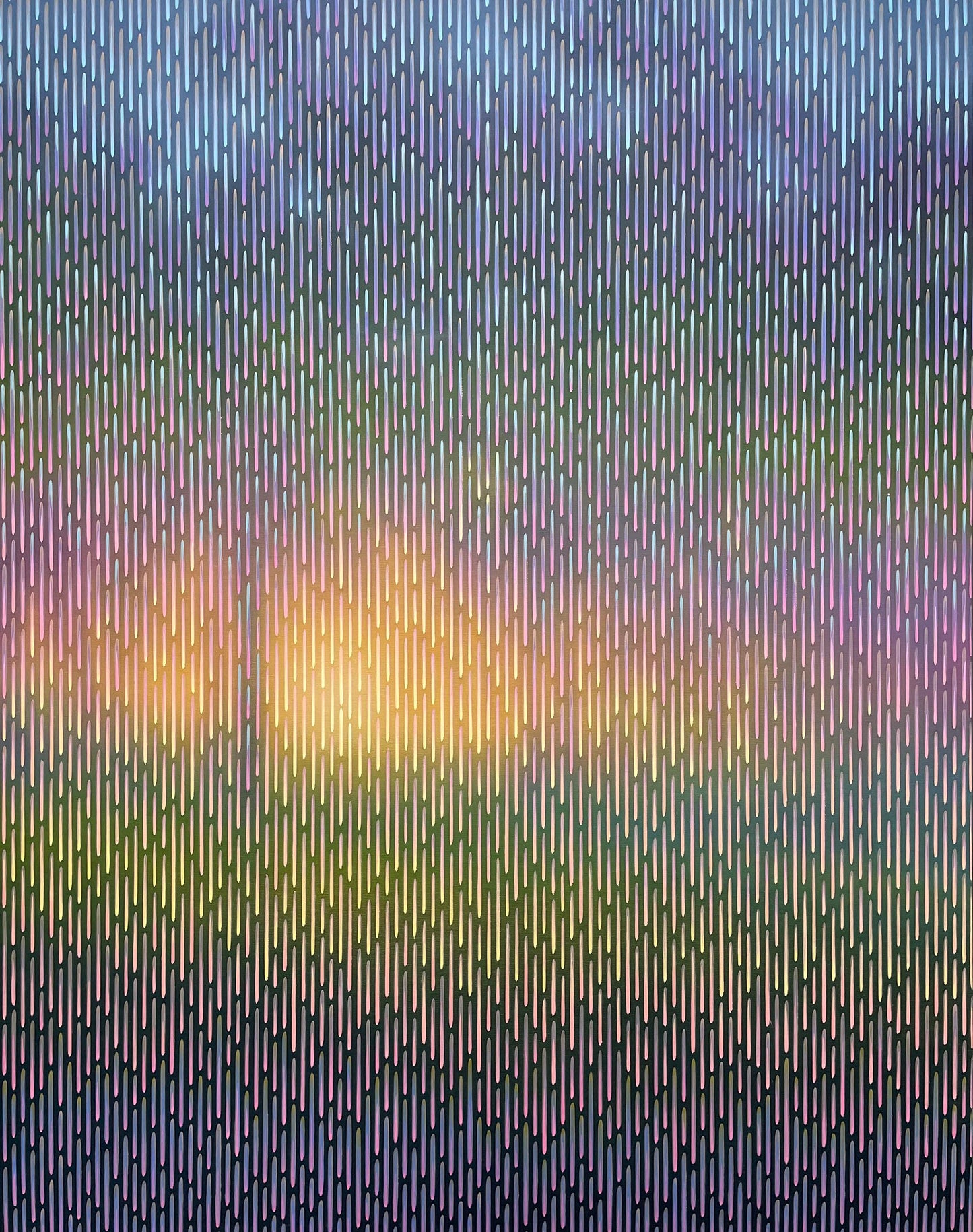 Gradient background with vertical color bars transitioning from blue to purple.