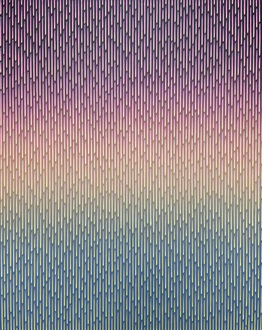 Gradient painting with vertical lines transitioning from purple to blue