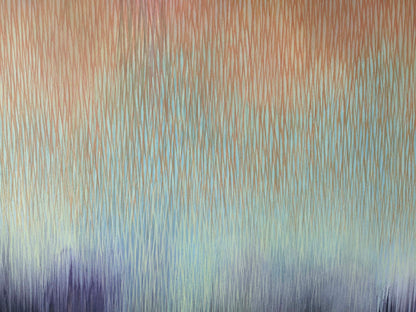 Abstract pattern with vertical lines in brown, green, and purple.