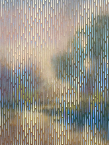 Close-up view of the flat acrylic glazing layers creating a subtle misty horizon effect on Mirage No. 82 artwork.