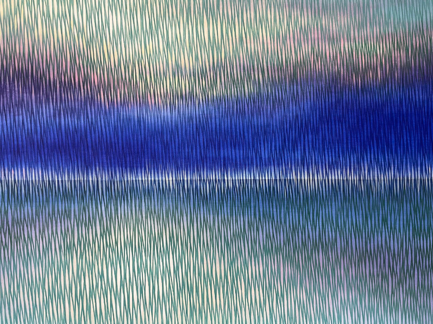 Abstract painting with blue and green hues