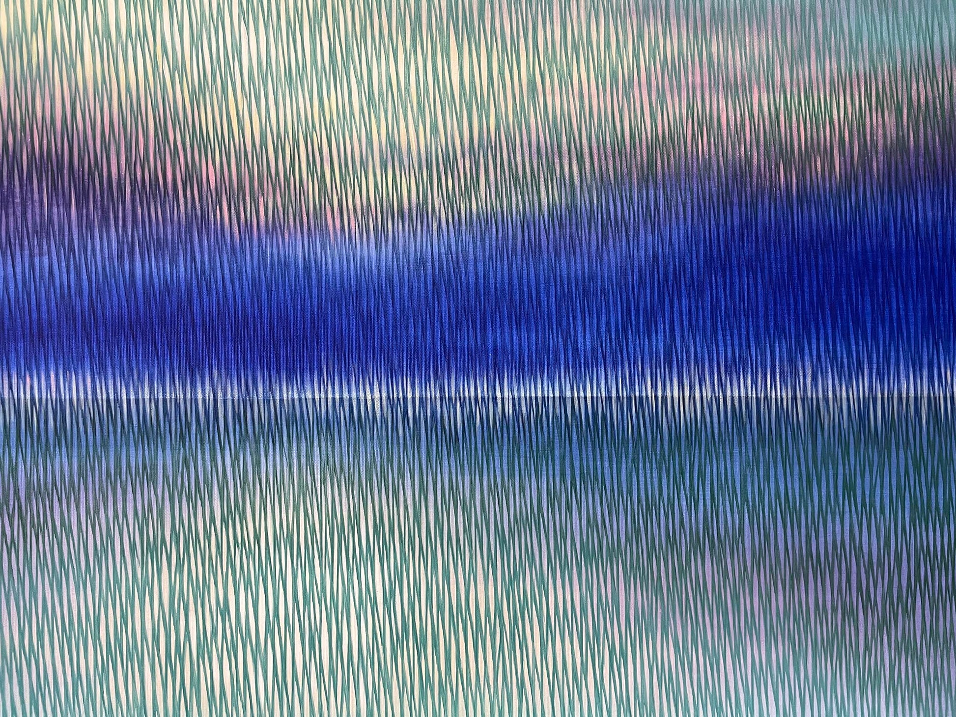 Abstract painting with blue and green hues