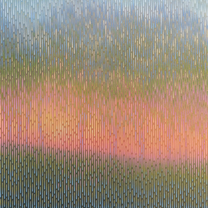 Golden sunset abstract landscape painting Mirage No. 81 by Vasyl Kolodiy, premium quality acrylic wall art on canvas.
