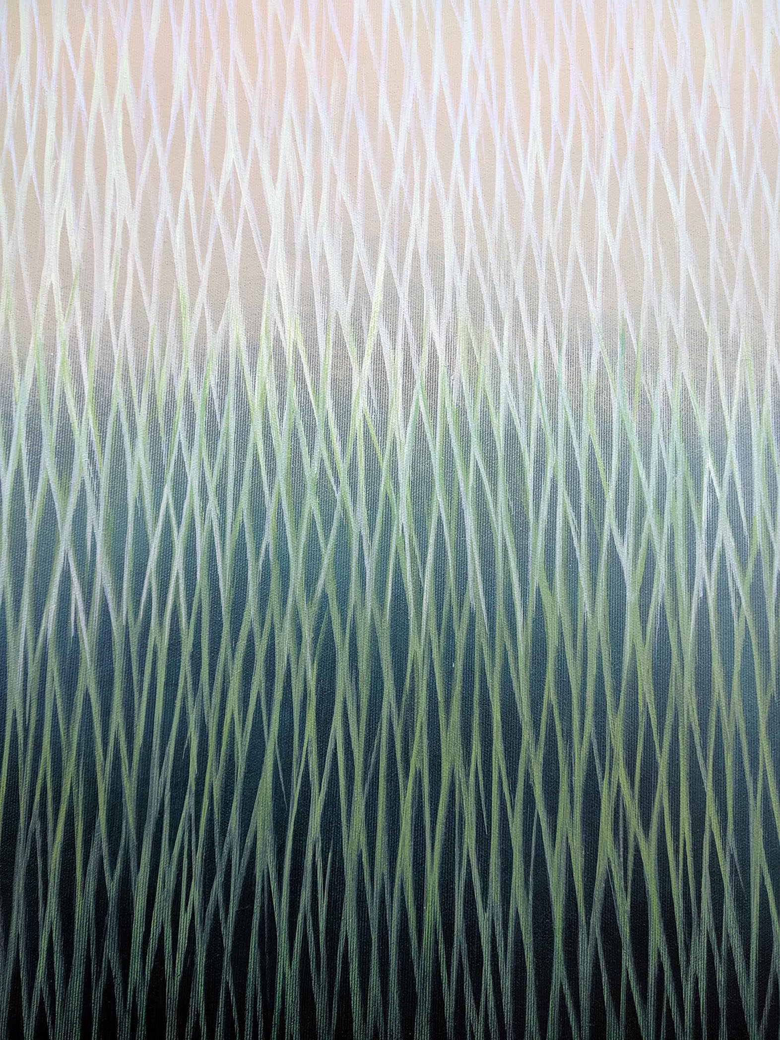 Abstract pattern with wavy lines in green and blue on a textured background
