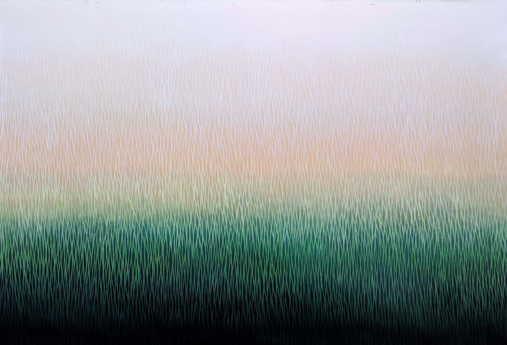 Abstract original painting with green and beige colors