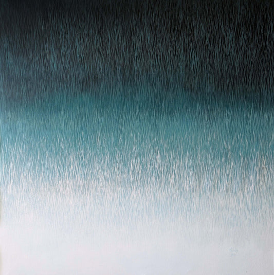 Original painting Meditation 2 transitioning from dark blue to light gray