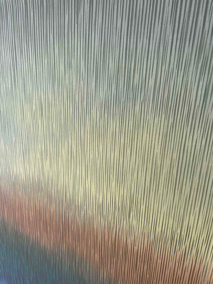 Painting of a large field with rows of crops