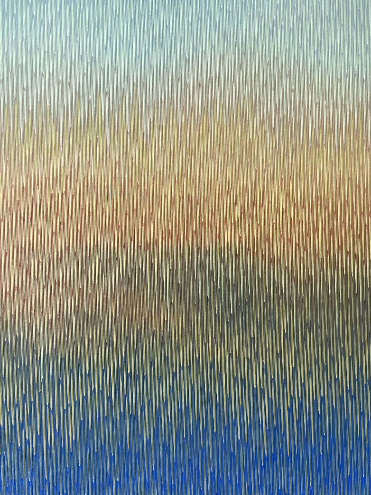 Gradient background transitioning from blue to green to brown