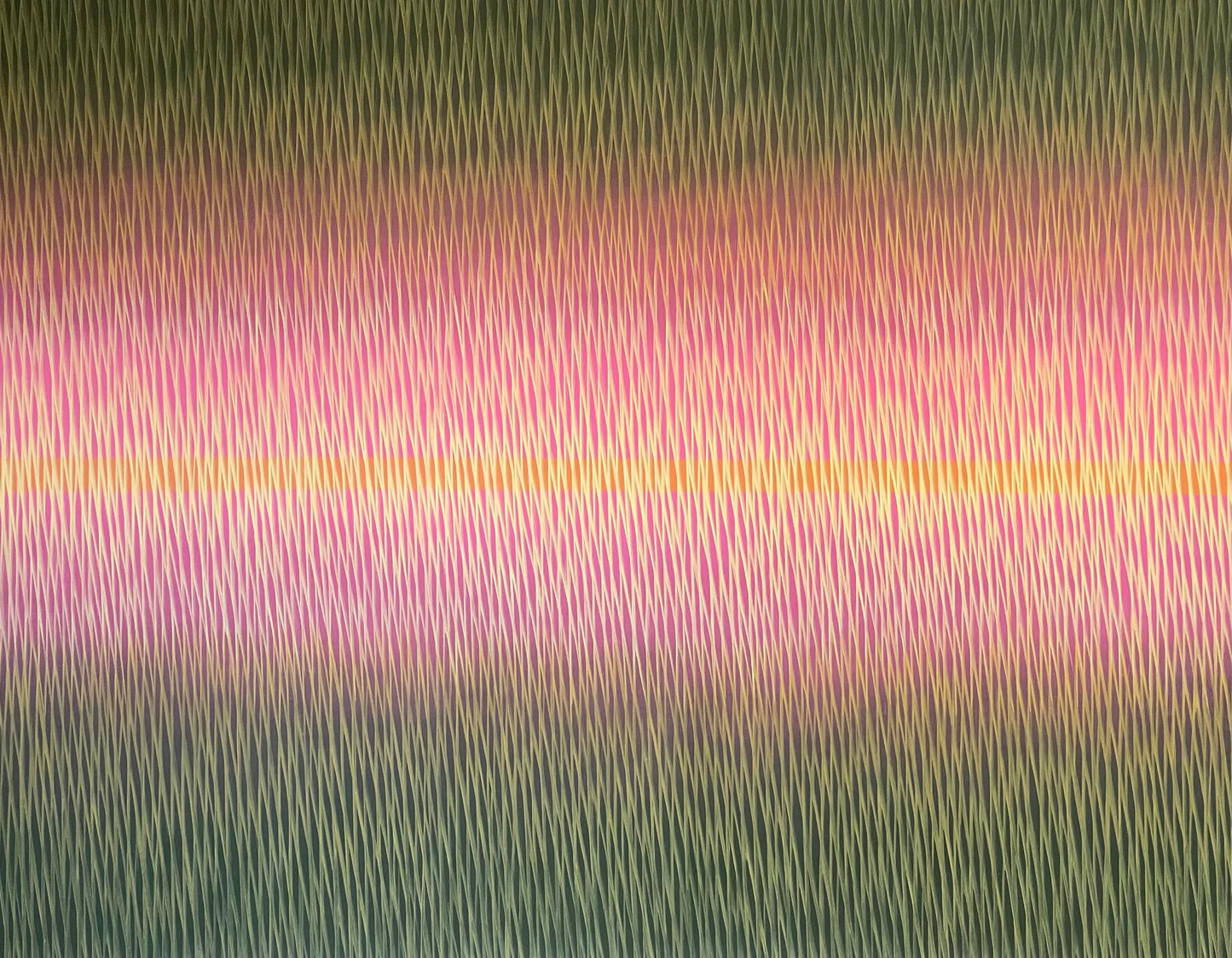 Abstract pattern with vertical lines in pink, green, and yellow.