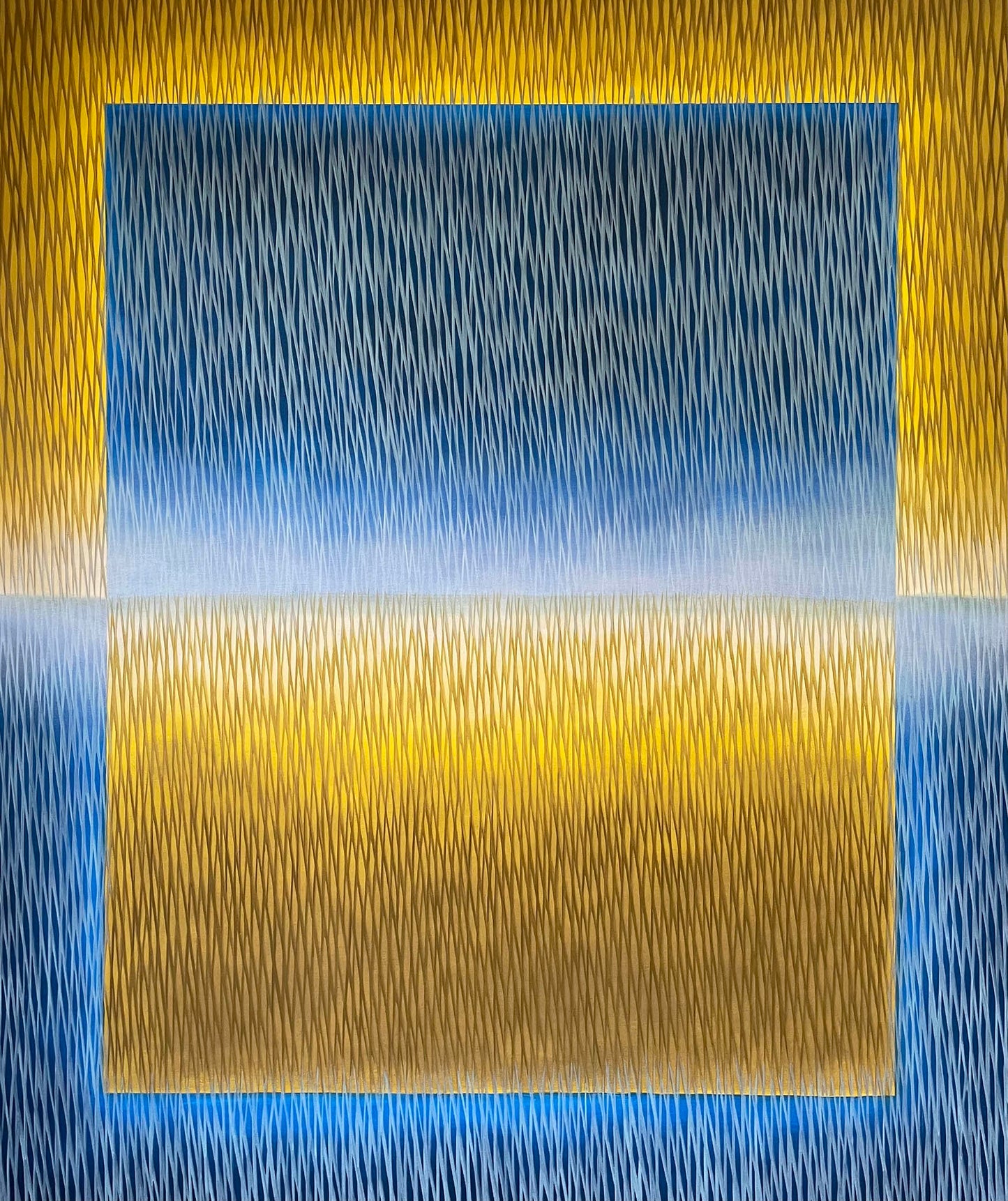 Abstract art with blue and gold colors