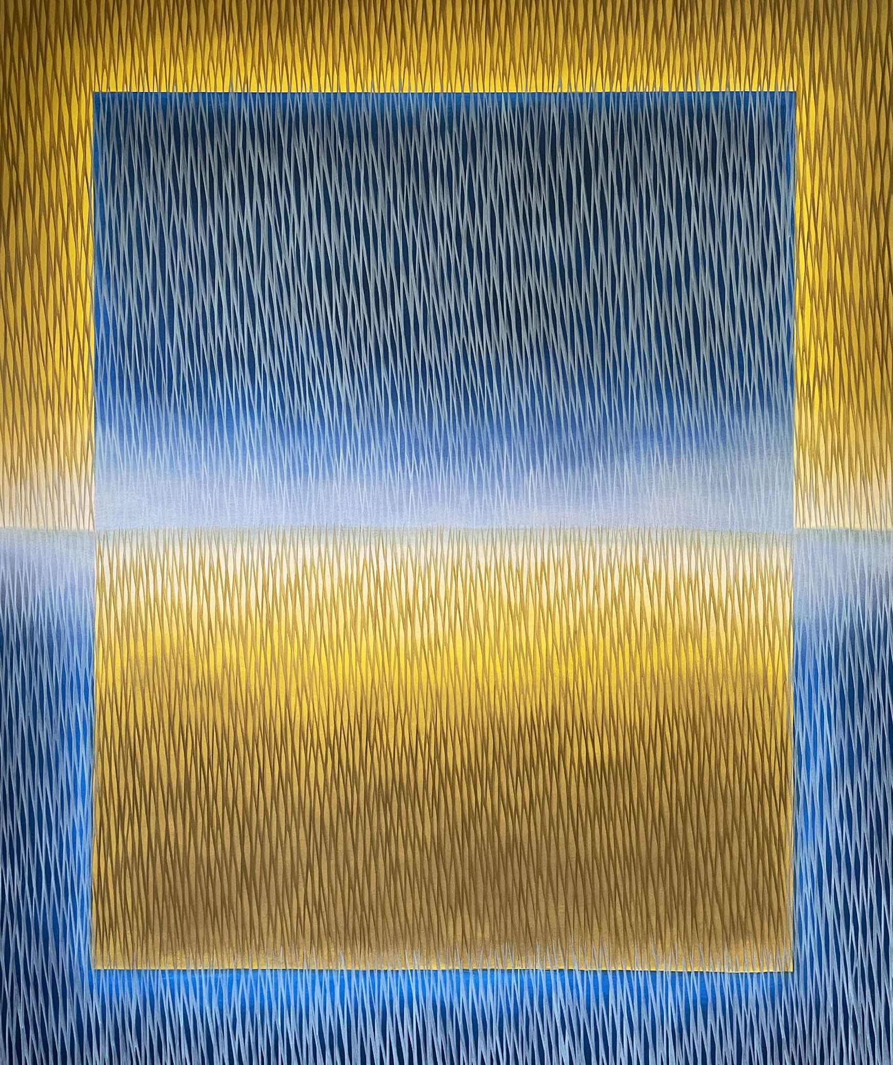 Abstract art with blue and gold colors