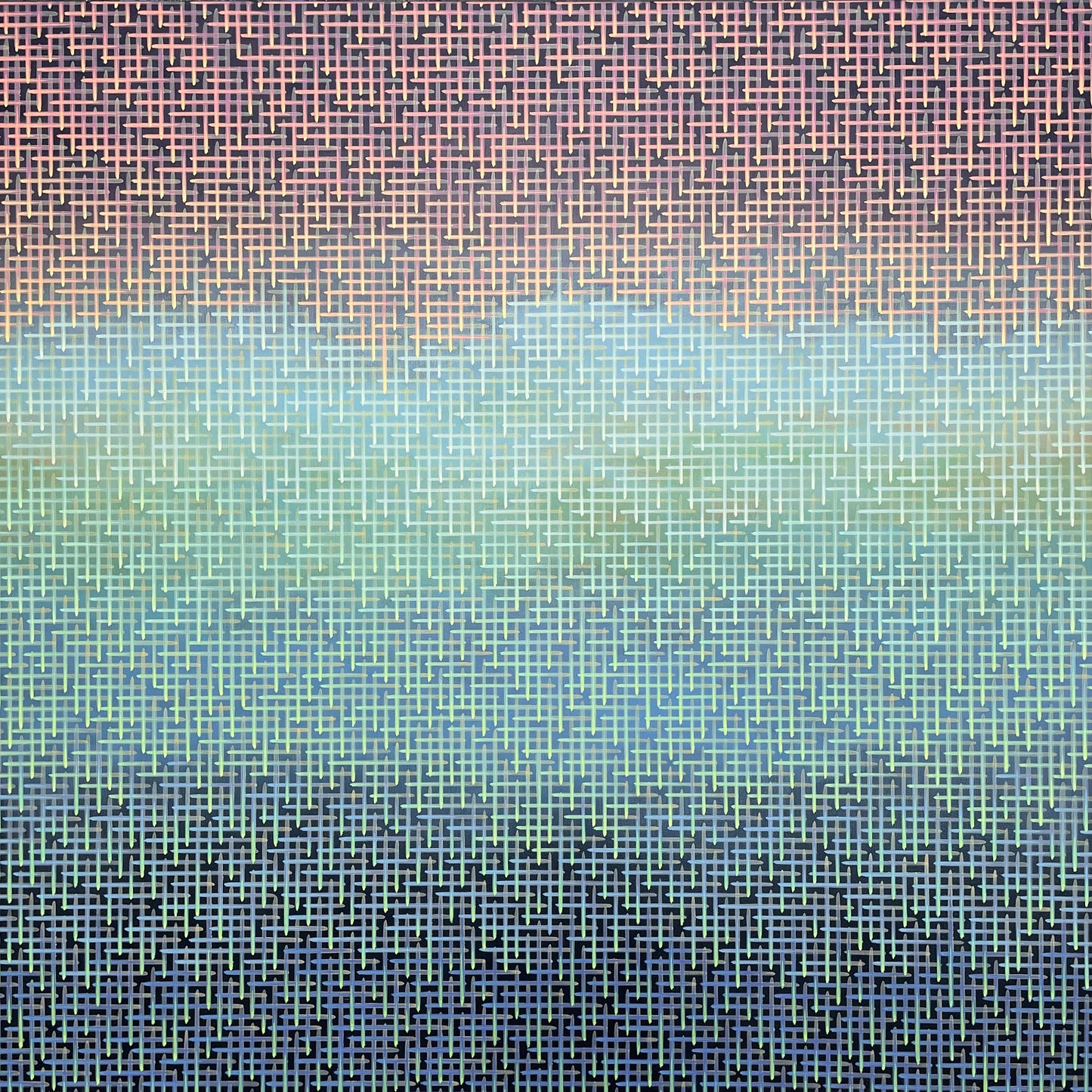 Gradient pattern transitioning from pink to blue with a grid texture