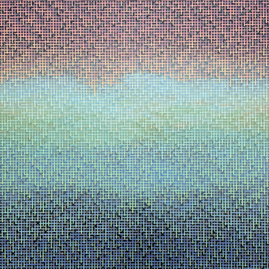 Gradient pattern transitioning from pink to blue with a grid texture