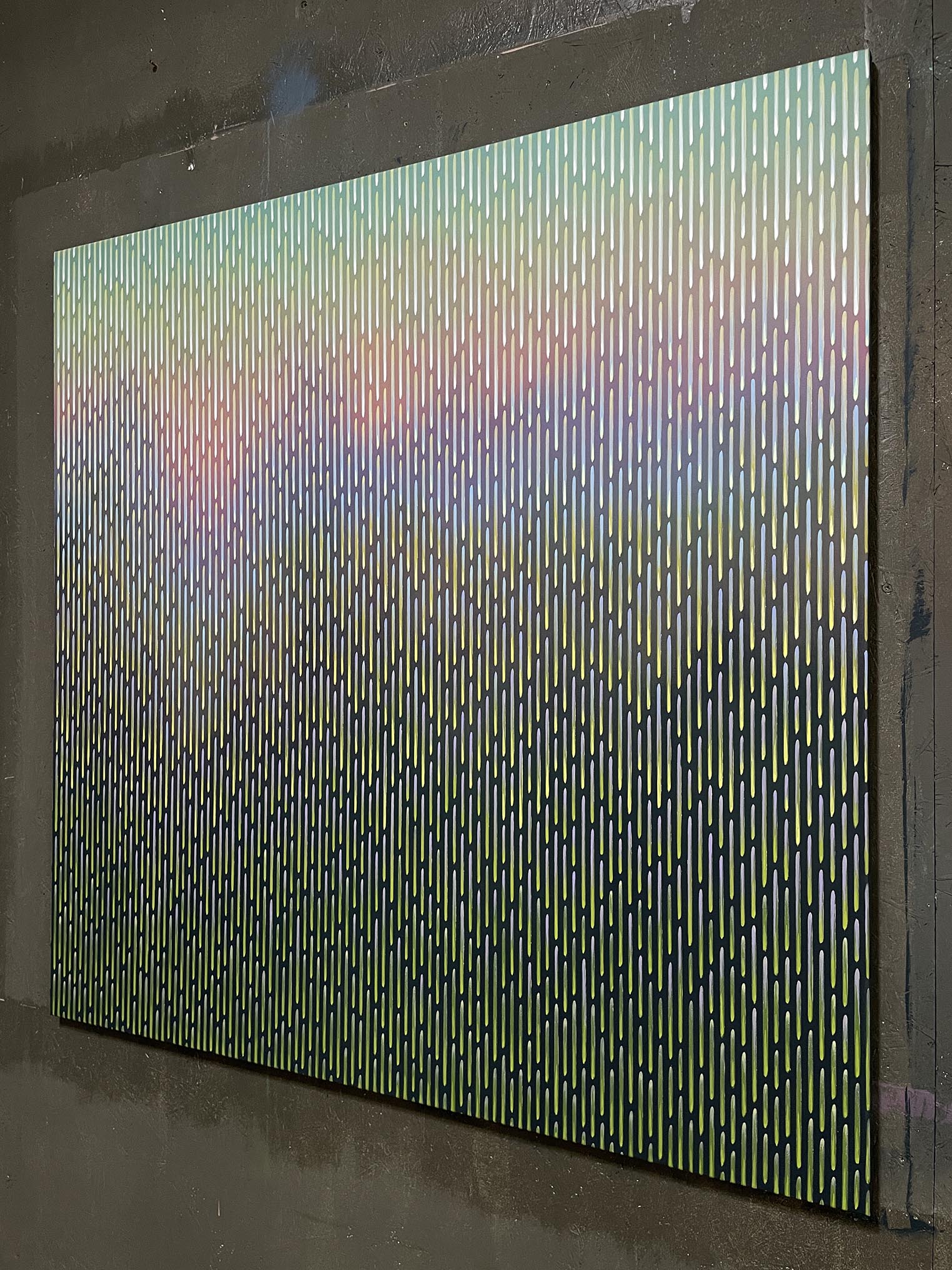High-resolution detail of the seamless color transitions from deep tones to soft light on Mirage No. 79 smooth canvas.