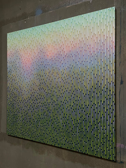 High-resolution detail of the seamless color transitions from deep tones to soft light on Mirage No. 79 smooth canvas.