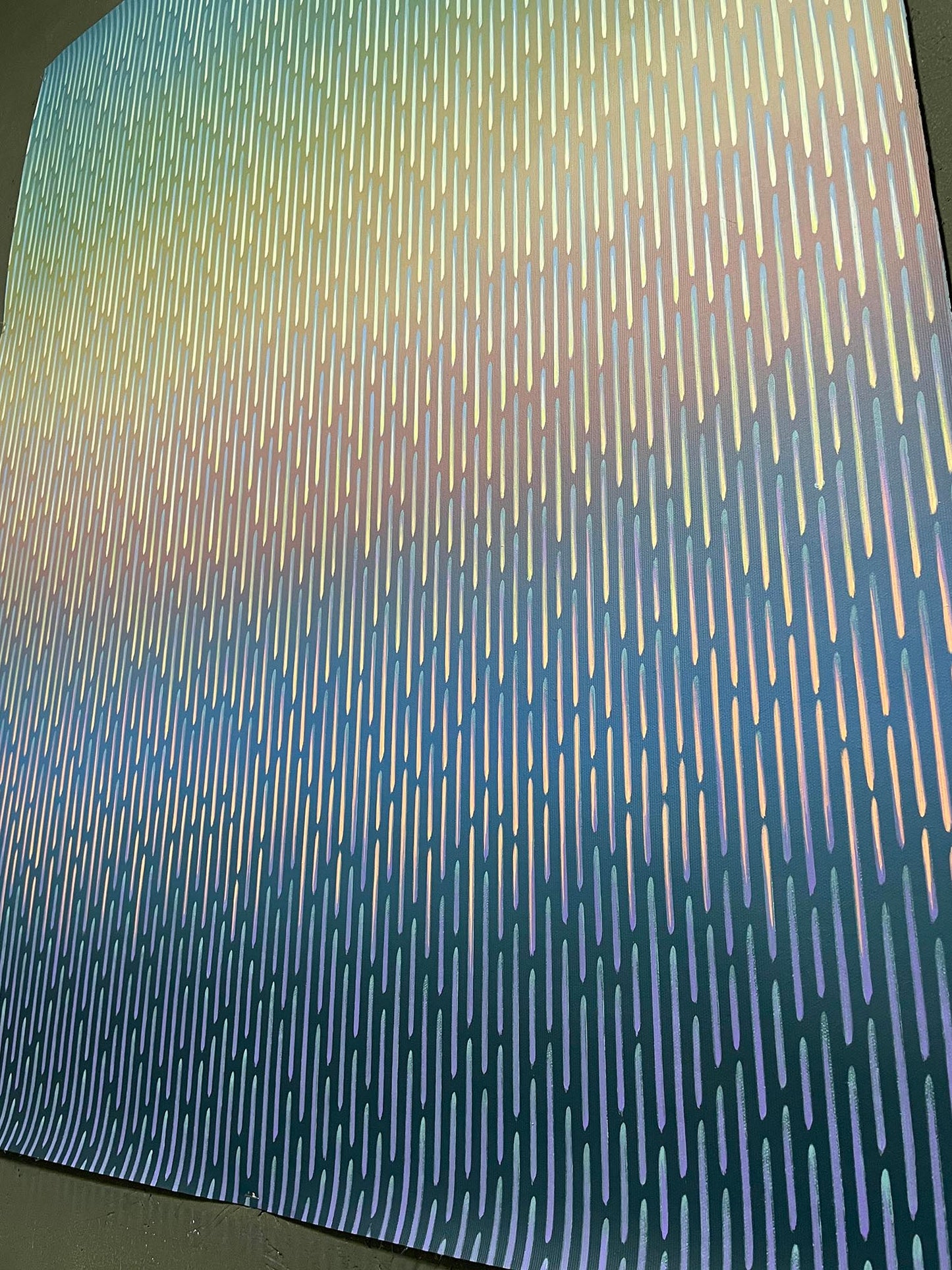 Micro shot highlighting the completely smooth matte finish and uniform pigment distribution on Mirage No. 77 canvas.
