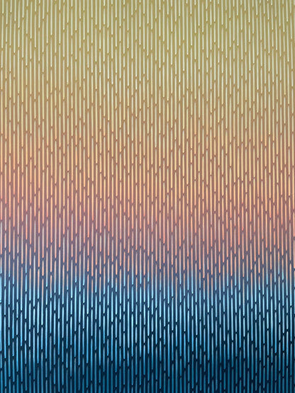 Macro view of fine optical color merging on the perfectly flat, smooth surface of Mirage No. 58 canvas art.