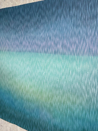 Textured blue and green surface with vertical lines
